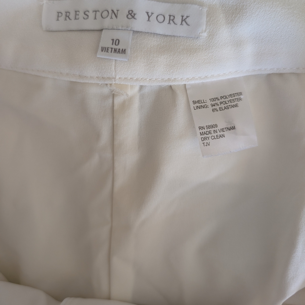 Preston & York Womens 10 White Trouser Pants Preppy Contemporary Minimalist - Picture 7 of 7